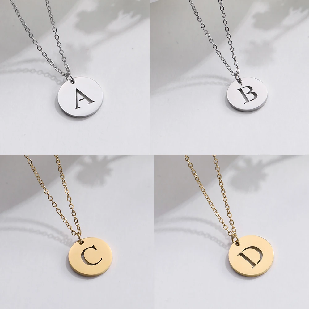 

Dawapara 26 Letters Trendy Stainless Steel Jewelry Pendant Necklaces Link Chain Lovers' Custom Necklace