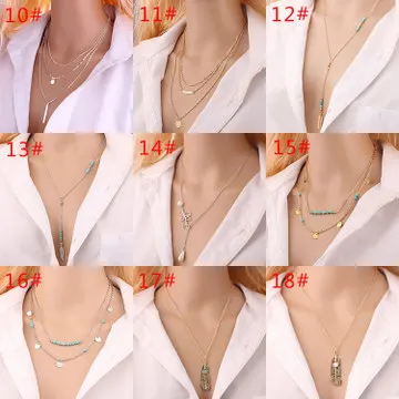 

Hesiod Mix Style New Cheap Fashion Charm Gold Silver Chain Choker Necklace Multilayer Geometric Beads Necklaces for Women