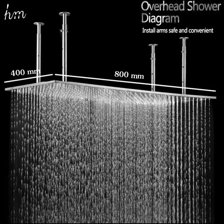 400x800 Big Rain Shower Head Ceiling Mounted Waterfall