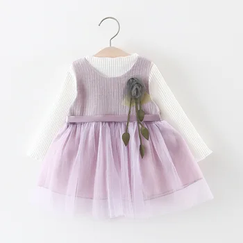 

2019 spring Kids girls new clothes sets Baby girls long sleeve T-shirt+ Floral mesh dress clothing set 1-3 Years !