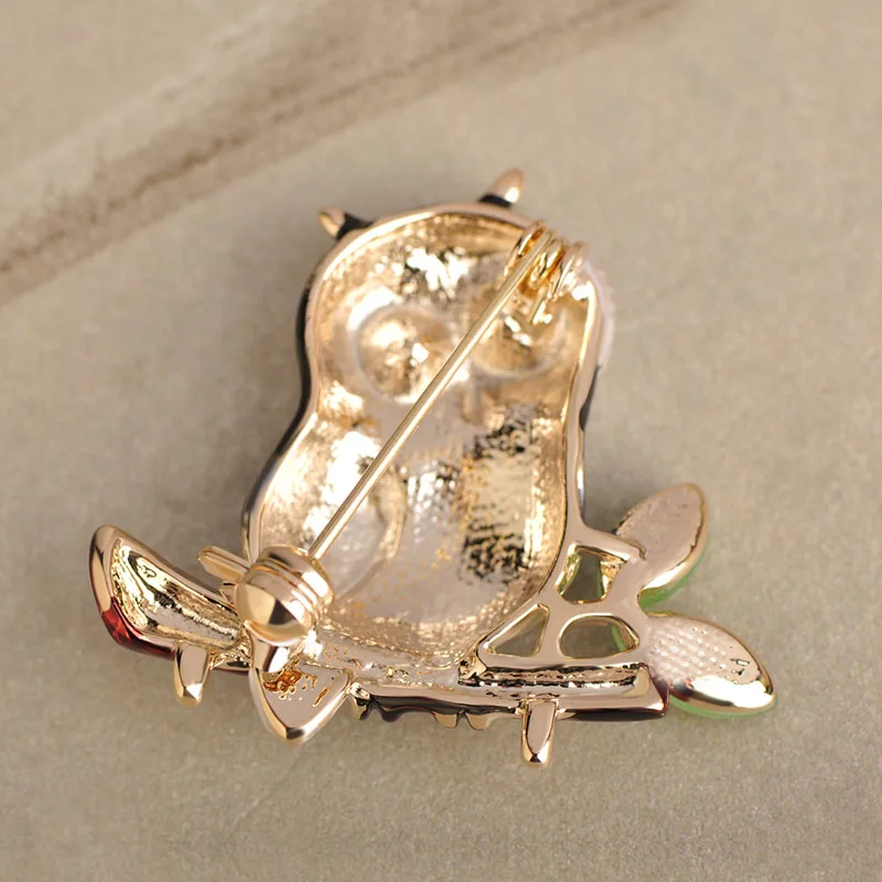 Blucome Fashion Big Eyes Owl Shape Brooch Enamel Gold Color Parrots Brooches Women Kids Suit Coat Bag Accessories Scarf Buckles