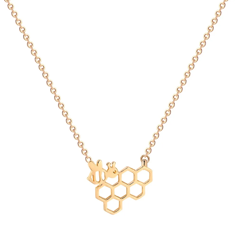 QIAMNI-Geometric-Polygon-Molecular-Cute-Honeycomb-Beehive-Hive-Bee-Honeybee-Animal-Pendant-Necklace-Christmas-Gift-for
