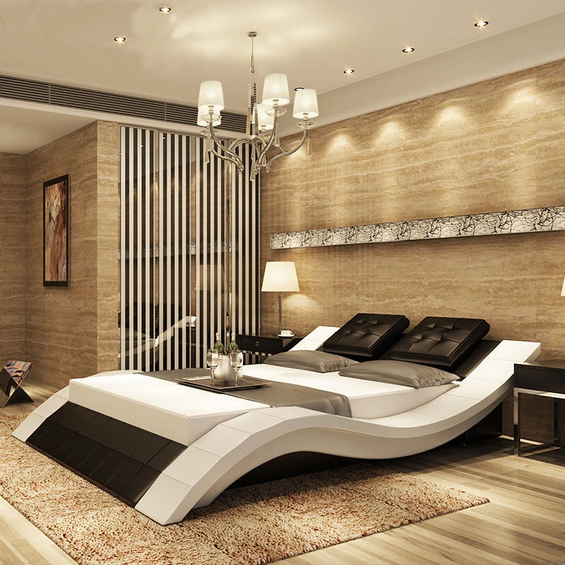 2020 современный дизайн мягкая кожаная кровать 150 или 180 на выбор|bed design|bed modernbed modern
