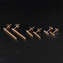 Крошечные серьги-гвоздики из розового золота, простые современные серьги-гвоздики из нержавеющей стали, прямоугольные серьги-гвоздики для мужчин и женщин