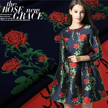 

Rose positioning jacquard brocade fabricmeter crisp dress jacket jacquard fabric diy rose fabric wholesale jacquard cloth