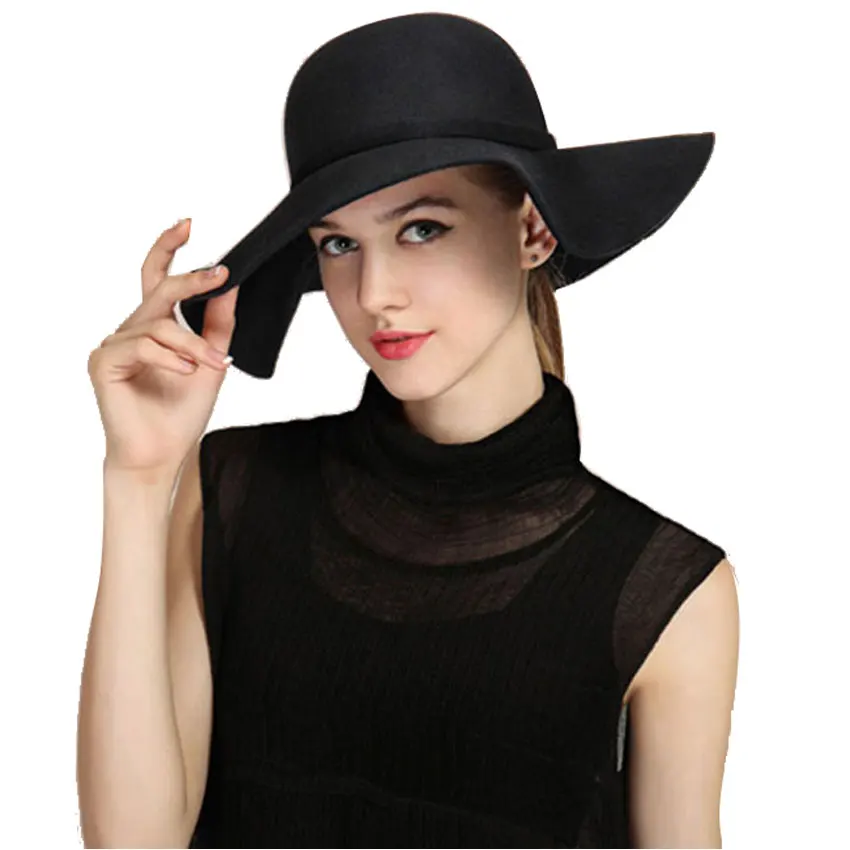 

Womens Summer floppy hat good beach caps Polyester Felt Crushable Wide Brim Cloche Floppy Hat Summer Sun Lady Beach Cap