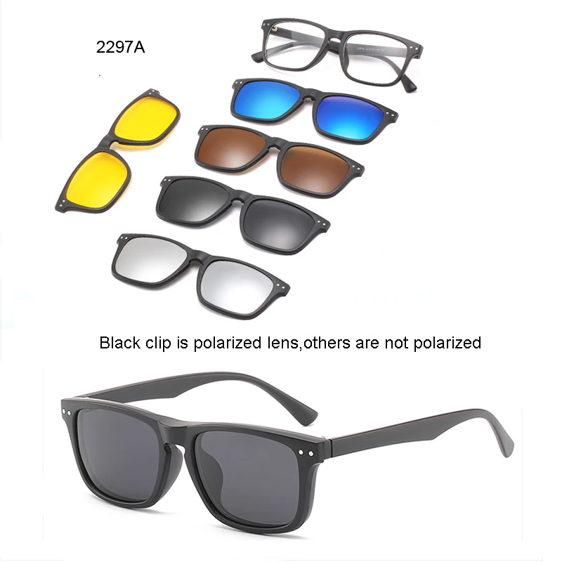 5 Lenes магнит солнцезащитные очки клип зеркальная застежка на солнцезащитные очки клип на очки поляризованные на заказ рецепт близорукость ночное видение - Цвет линз: CT2297A