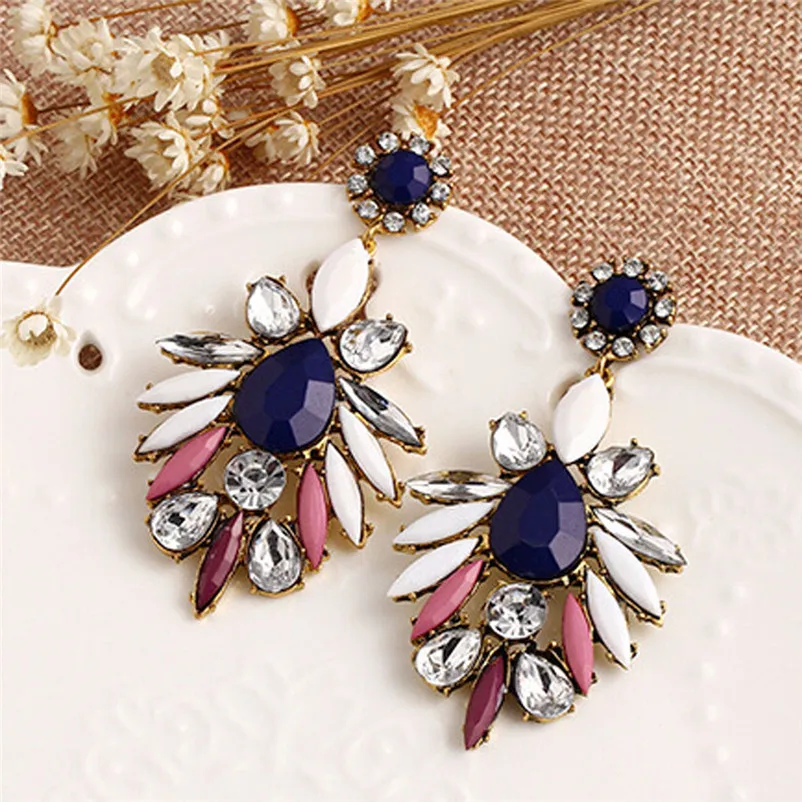 2018 NEW Trendy earrings for Women Bohemia National Wind Rhinestone Dangle Drop Studs Earrings Jewelry Boucles d'oreilles J07#N (4)