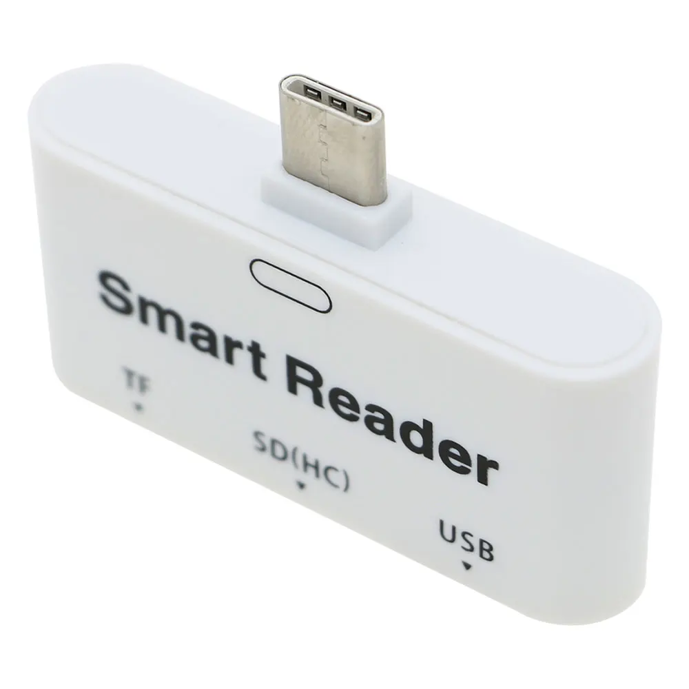 Тип C 3 в 1 USB 2,0/TF/SD(HC) слот для OTG считыватель смарт-карт адаптер конвертер белый цвет