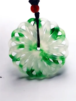 

vintage Hollow Blooming Flowers Natural jade Pendant
