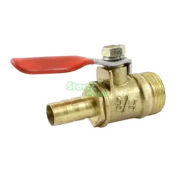 

3/8" PT Male Thread to 8mm Hose Barb Plastic Lever Handle Brass Ball Valve