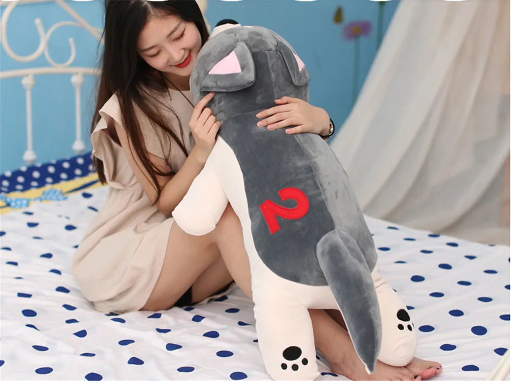 New Lovely Large Soft Animal Husky Dog Plush Toy Stuffed Lying Dog Doll Pillow Gift for Kids 50cm 70cm 90cm 120cm8