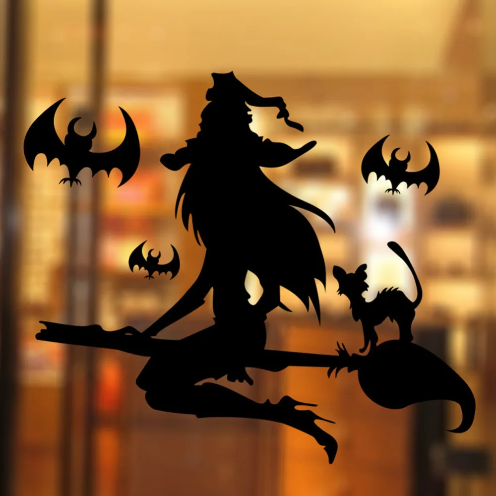 Creative DIY Halloween PVC Wall Sticker Home Decor Removable Waterproof Vinyl Decal Christmas Bat Witch Halloween Wall Stickers