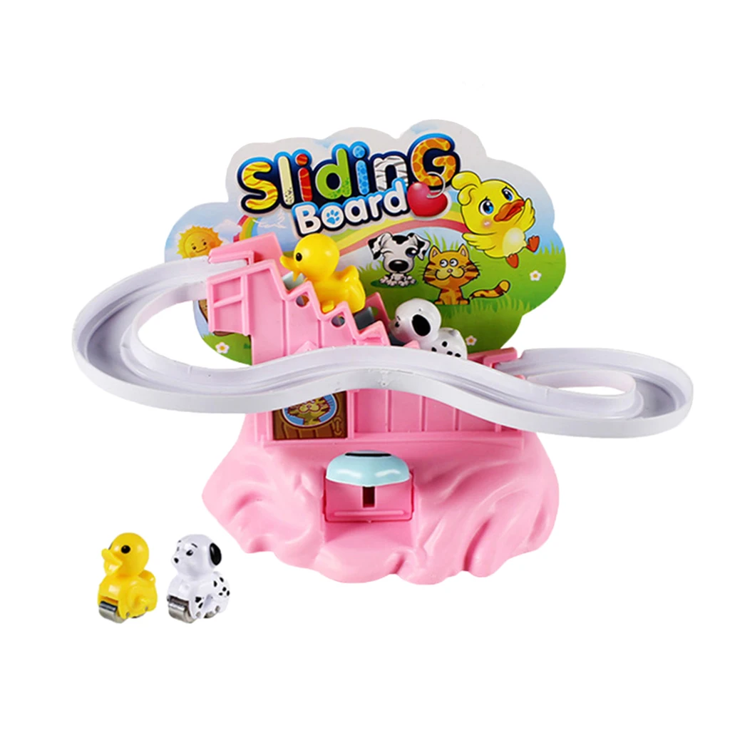Dog Slide Race Set Playset Climb Stairs Track Educational Toys Finger Press The Button