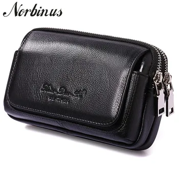 

Real Genuine Leather Men Waist Bag Double Zipper Belt Fanny Packs Male Cell Phone Pouch Case Coin Purse Hip Bum Camera Pocket