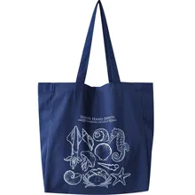 Хлопок Холст эко хозяйственная сумка наплечная печать Морская раковина лошадь Повседневный стиль BF39