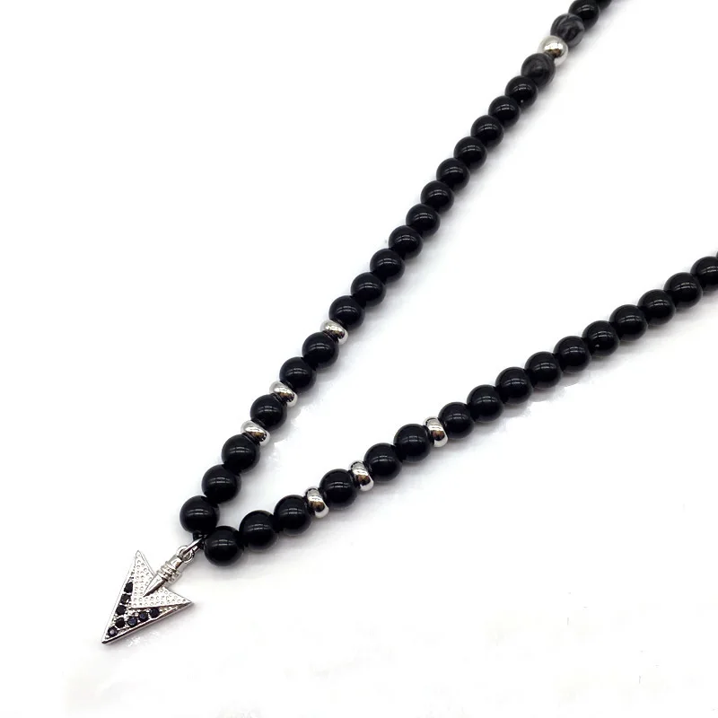 

NAIQUBE Fashion Arrow Men Women Necklace Anchor Charm Pendant Necklace Beads Chain Luxury Necklace Jewelry Gift For Men