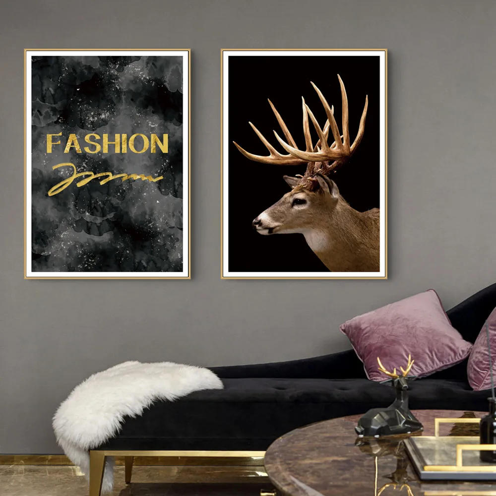 Elk Poster Vintage Wall Art Paintings For Living Room Animal Wall Painting Abstract Posters and Prints Home Decor Unframed