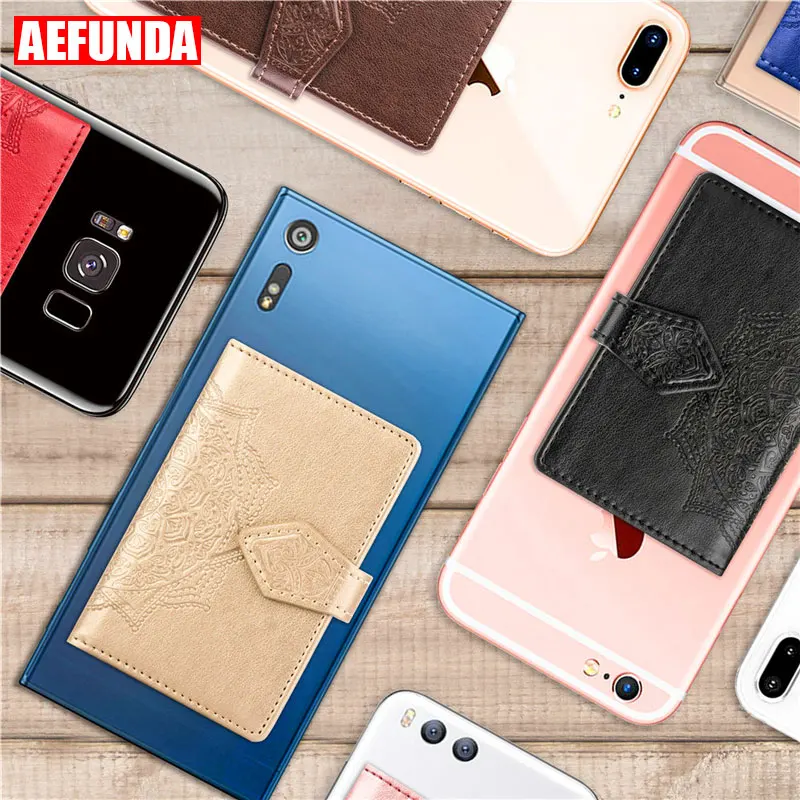 

Universal Credit ID Card Slot Holder Mandala Wallet with Adhesive for iPhone X 7 8 6 6S Huawei P20 Lite Case Convenient Sticky