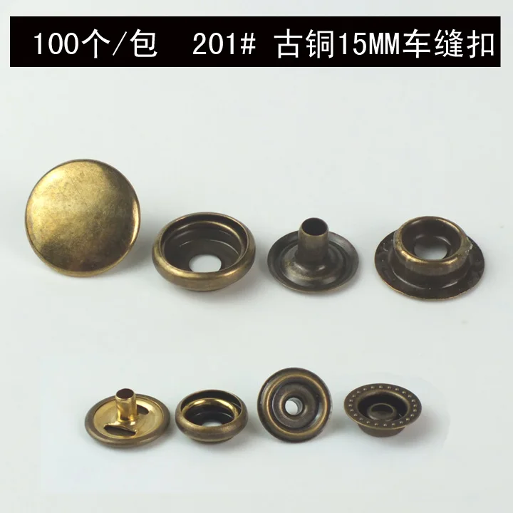 

100pcs sewing buckle metal button 1.5cm buckle for snap letter buckle down coat popper