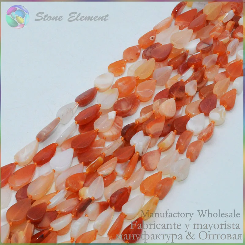 

Beautiful Natural Precious Stone Mexican Fire Opal Flat Drop Beads 8X12MM