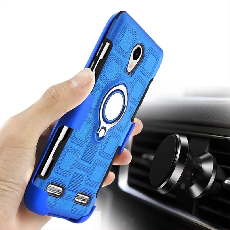 

Dual Layer Hybrid Armor For ZTE Blade L7 Case With Finger Ring Magnetic Suction Car Holder For ZTE L7 L 7 Blade A320 BA320 Cover