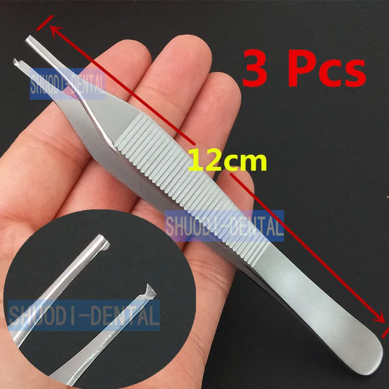 

3 pcs Precious Dental Surgical Tweezer Toothed Hook Dental Forceps Extraction Hemostat Medical Porcket Tool Stainless steel