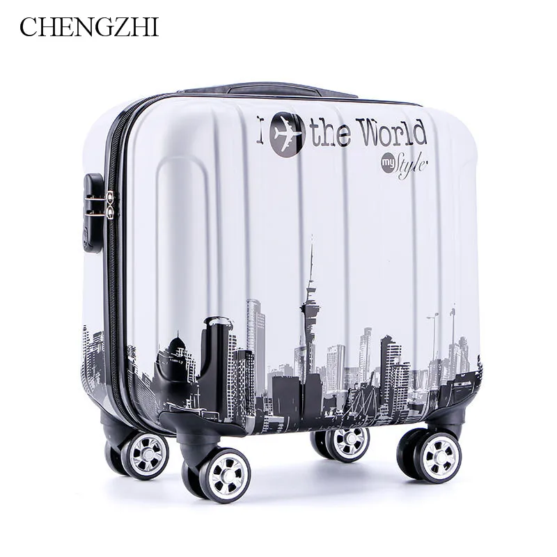 

CHENGZHI 16"Inch Cartoon Rolling Luggage Spinner Trolley Suitcase kids Carry-Ons Travel Boarding Case Bag On Wheels