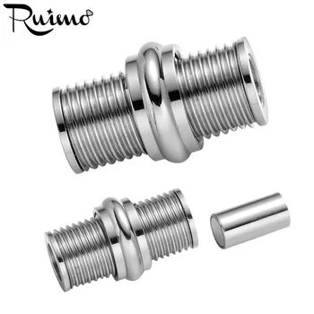 

RUIMO 316l Stainless Steel Spiral Screw Magnet Buckle Connectors Charms Leather Bracelet 22*14mm Magnetic Clasp DIY Findings