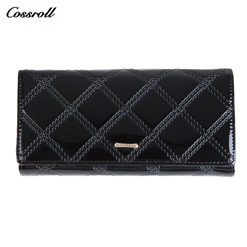 

Criss-Cross Genuine Leather Wallet Women Large Compartment Leather Purse Brand Designer Female Coin Purse Card Holder