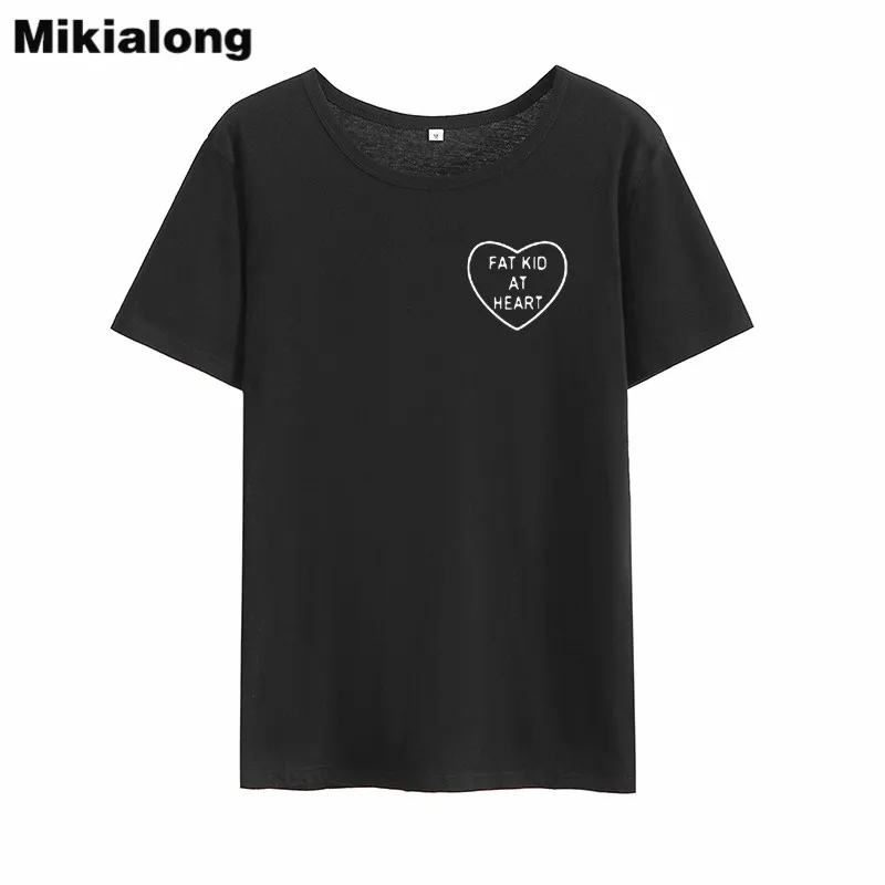 Футболка Mikialing At Heart Pocket Harajuku женская топ лето 2018 базовая футболка с принтом