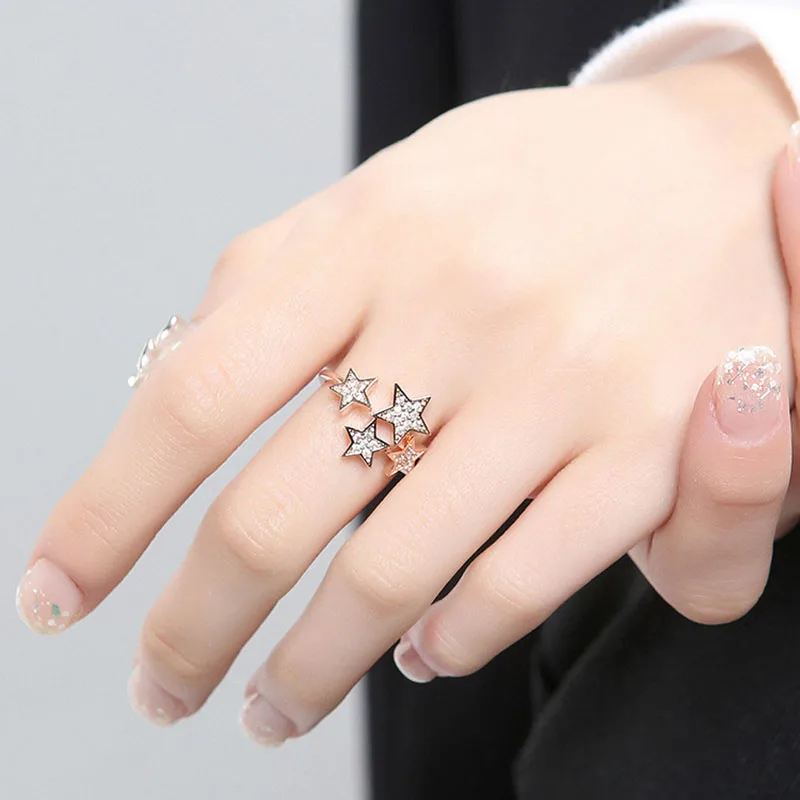 RE дизайн, трендовые блестящие Кристальные Звездные Кольца ...