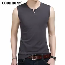 COODRONY приталенная мужская майка без рукавов, Мужская футболка, весна-лето, Новое поступление, хлопковые футболки с пуговицами и воротником, S7652