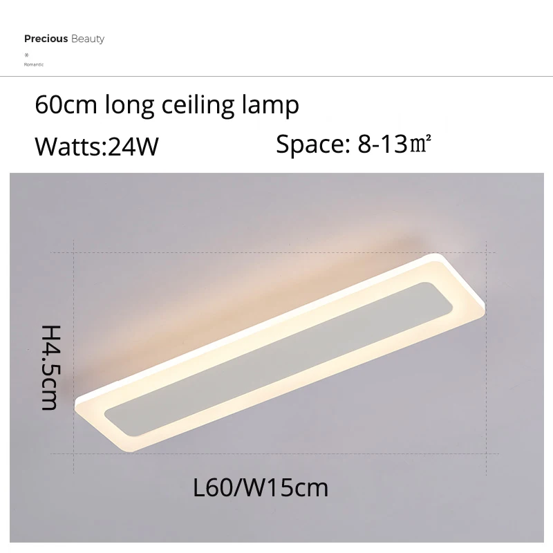 Современный минимализм высокая яркость светодиодный потолочный светильник освещение для гостиной спальни люстра прямоугольные потолочные лампы - Цвет абажура: 60x15cm 24W