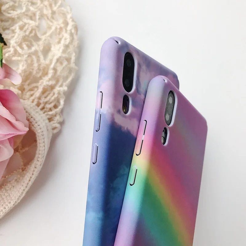 Цветная задняя крышка для телефона Huawei P20 P30 Mate 20 Pro Lite Nova P Smart Honor 10 с радужным рисунком, Жесткий Чехол из поликарбоната