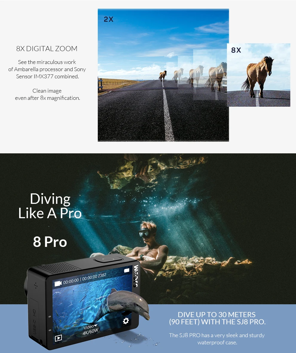 SJCAM SJ8 серия Экшн-камера SJ8 Air& SJ8 Plus и SJ8 Pro yi 4K сенсорный экран с анти-встряхиванием Спорт DV матч с gimbal ручной