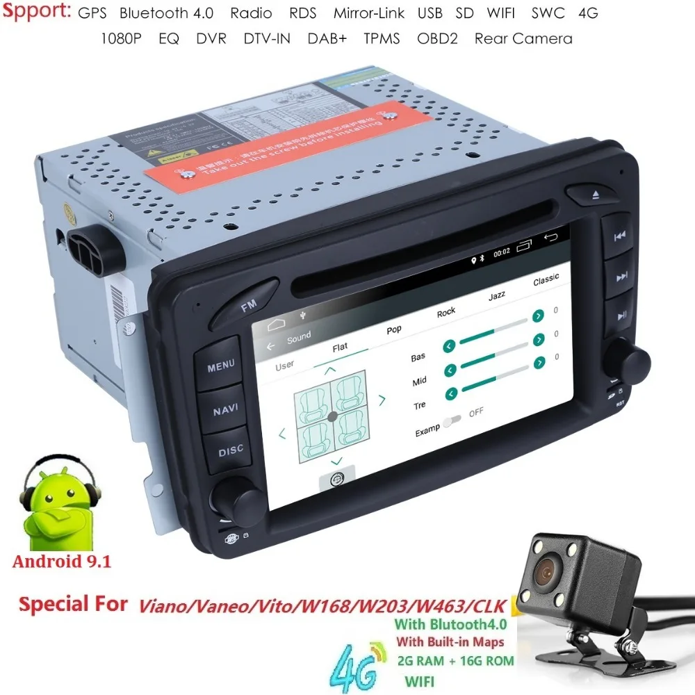 

In Stock 7"Android 9.1 Car DVD Player For Mercedes Benz W209 W203 W463 Viano W639 Vito Wifi 4G GPS Bluetooth Radio Stereo audio