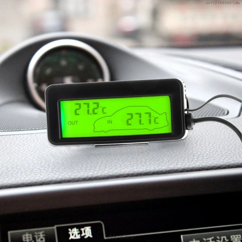 Мини-синий ЖК-дисплей цифровой автомобильный жидкокристаллический Дисплей наружный комнатный термометр 12В автомобилей 1,5 м Кабель для программирования в Сенсор
