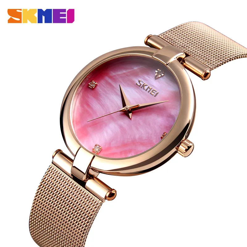 

SKMEI Super Slim Mesh Stainless Steel Women Quartz Watches Luxury Casual Clock Ladies Wristwatch Female Relogio Feminino 9177