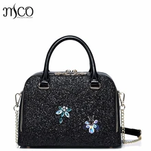 2017 verano shinning decoración diamantes insectos Lentejuelas pu mujer cuero Niñas señoras bolso hombro Bolsos Crossbody bolsos