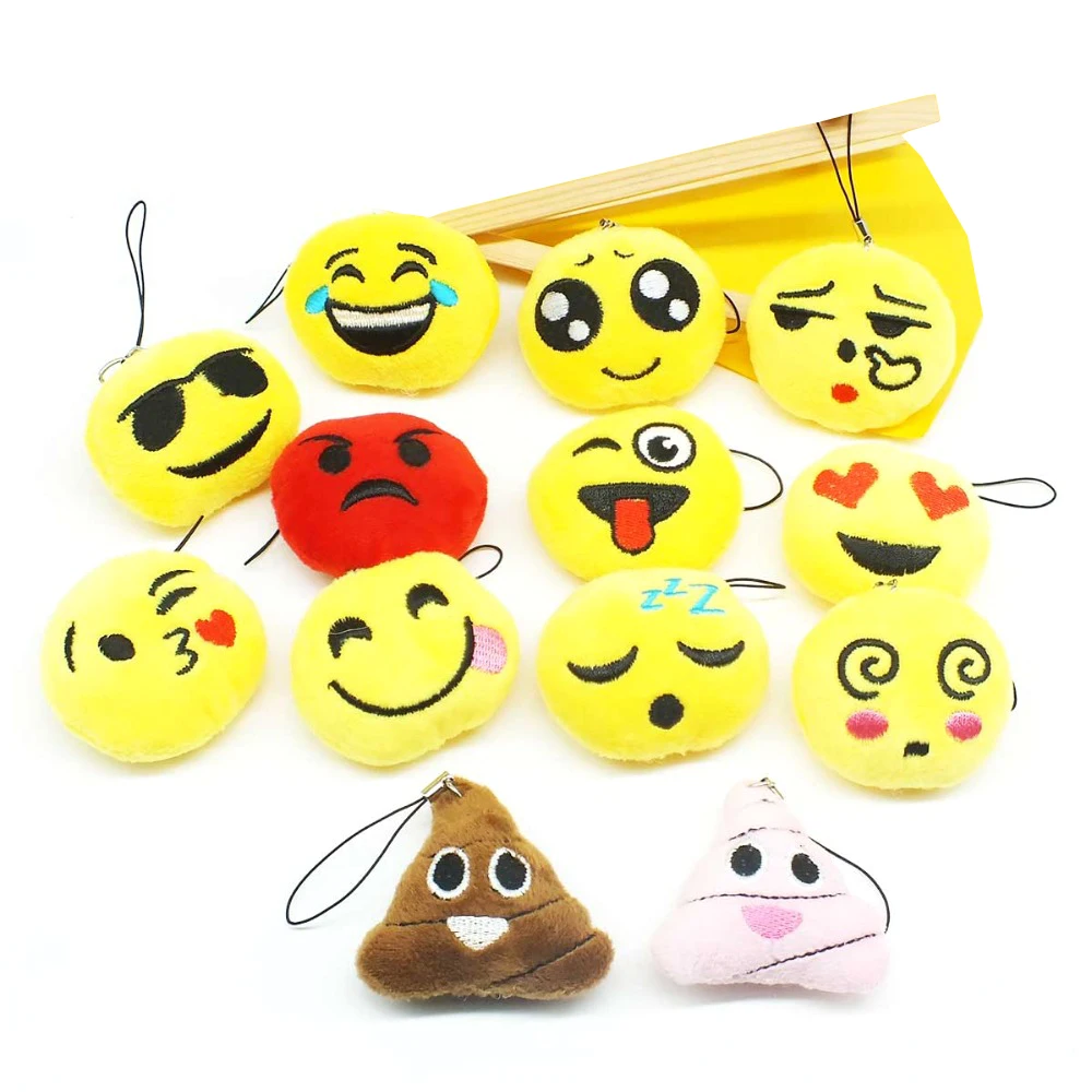 Cute 13pcs/set Emoji Smiley Keychain Bag Accessory Emoticon Amusing Key
