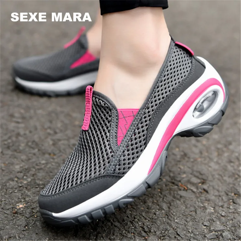 

NEW 2017 Women Outdoor Sports Shoes air cushion Running shoes for women Breathable mesh Sneakers non-slip Jogging Walking wedge