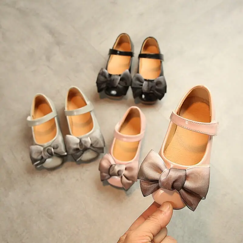 Детская обувь, новая мода для девочек, детские кожаные леггинсы для девочек; платье принцессы для девочек, с бантом, обувь Обувь для танцев Размеры 21-36 SH19021