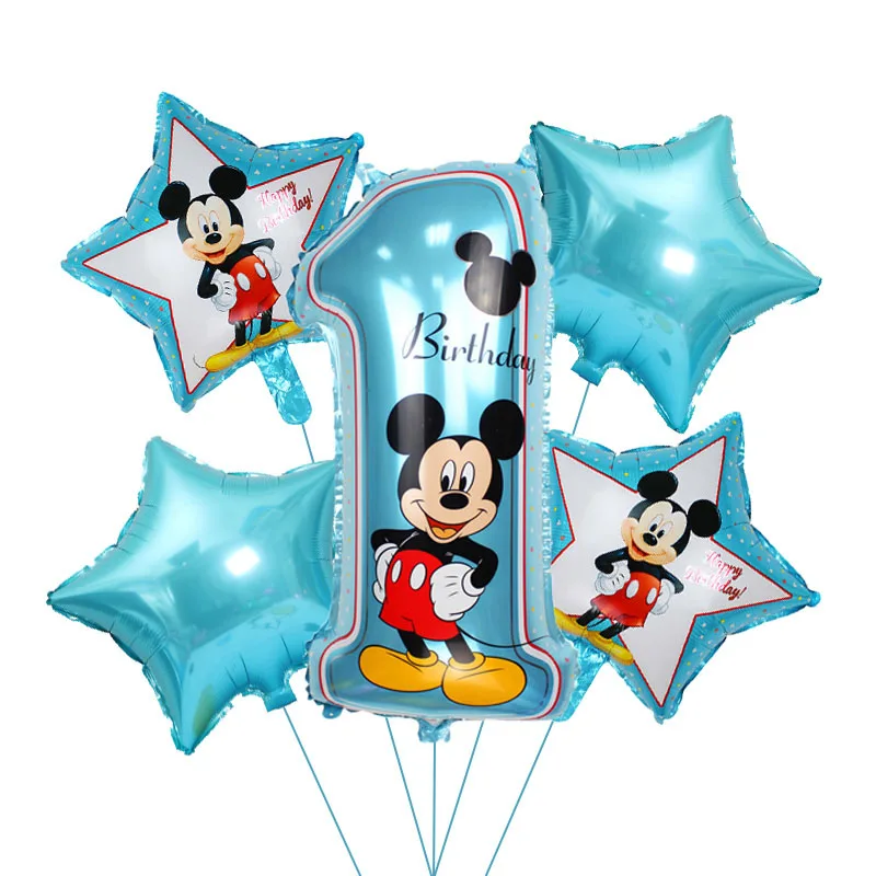 5 шт., фольгированные шары с Микки Маусом и Минни, 32 дюйма, номер 1, фольгированные шары, набор, Globos, детский душ, день рождения, украшения для детских игрушек - Цвет: mickey 1