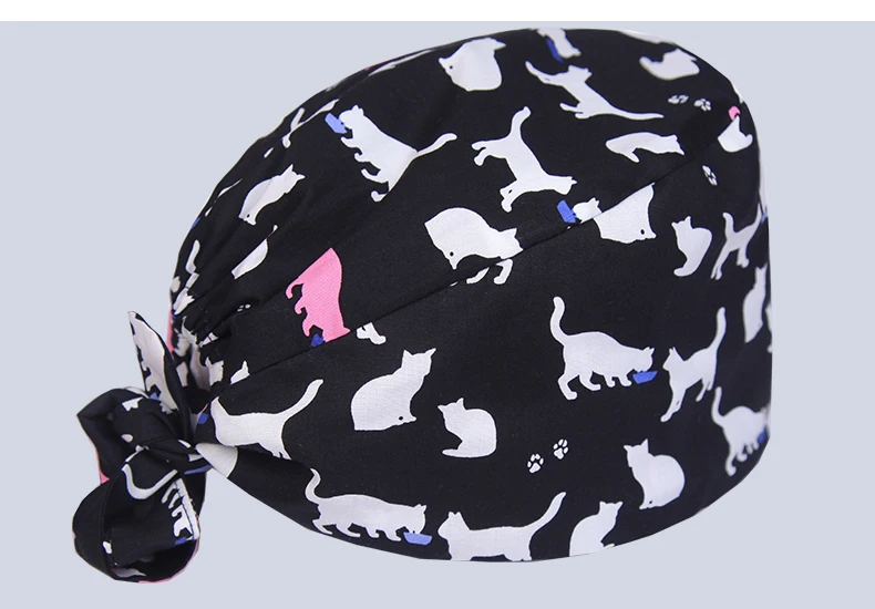 Cat Veterinary Surgical Scrub Cap for Women and Men Hospital Medical Hats Doctor Nurse Dentist Work Hat One Size Sweatband Hats