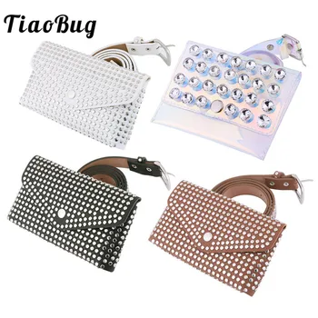 

TiaoBug Women Fashion Belt Bag Harajuku Punk Faux Leather Removable Waist Belt Hologram Bags Party Belt Fanny Packing Pouch Bag