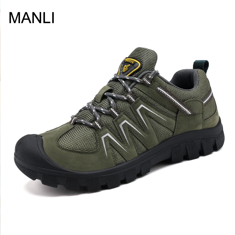 

MANLI Men Slip-On Leather Outdoor Hiking Shoes Camping Mountain Climbing Sneakers Men Climbing Trekking Shoes Zapatos Hombre
