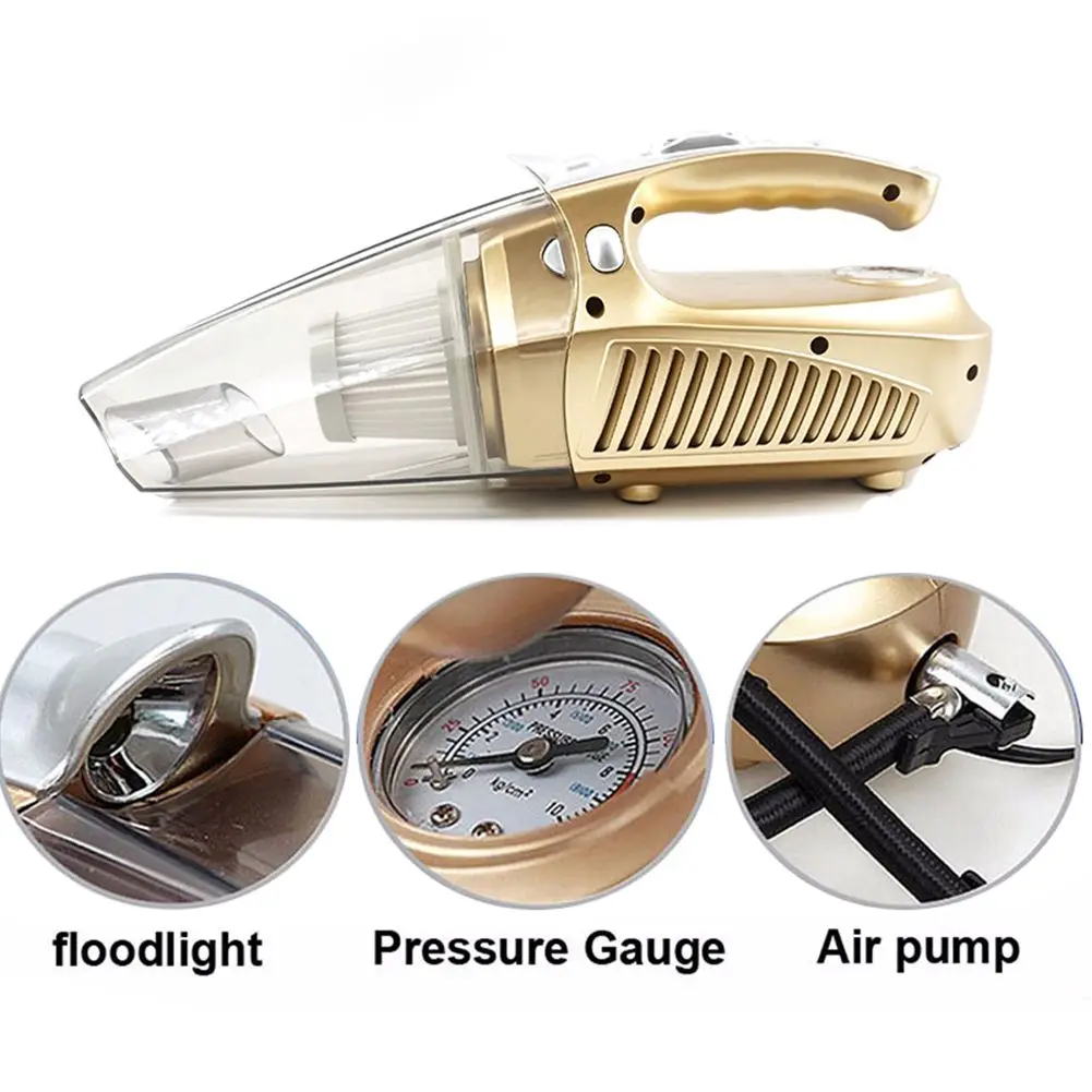 Multi function Portable Car Vacuum Cleaner 12V 100W Wet and Aspirador Pressure Pneumatic Lighting Tire inflatable