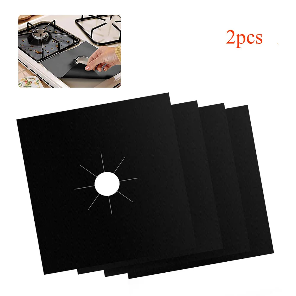 

2pcs/set Stove Protection Mat Removable Easy Clean Square Foil Gas Hob Protector Liner Stove Reusable Gas Protection Mat