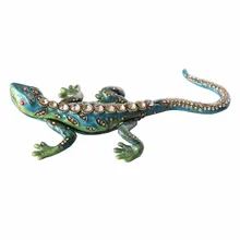 Ящерица bejeweled безделушка коробка Оловянная миниатюрная металлическая скульптура настольное украшение Ювелирные изделия Органайзер сувенир новинка подарок